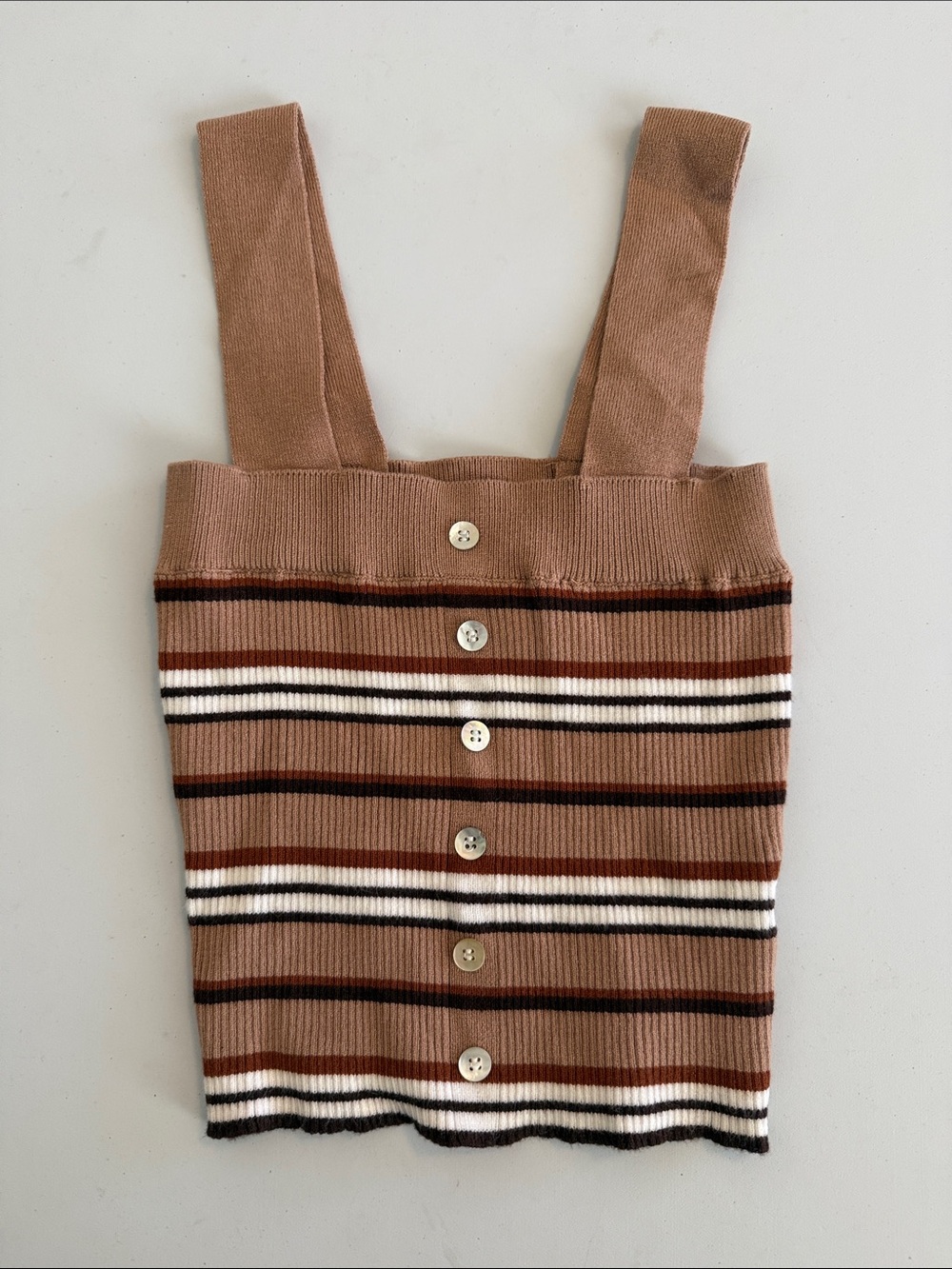 Lottie Moss Striped Ribbed Button-Front Knit Tank Top Size XS